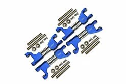 GPM Racing TXMW054FRS-B | GPM Blue Aluminium Upper Suspension Arms 4Pcs W/ Stainless Steel Support Mounts & Hardware