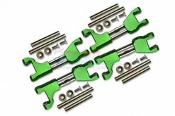 GPM Racing TXMW054FRS-G | GPM Green Aluminium Upper Suspension Arms 4Pcs W/ Stainless Steel Support Mounts & Hardware
