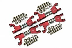 GPM Racing TXMW054FRS-R | GPM Red Aluminium Upper Suspension Arms 4Pcs W/ Stainless Steel Support Mounts & Hardware