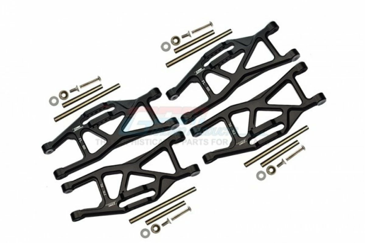 GPM Racing TXMW055FR-BK | GPM Black Aluminium Traxxas Maxx Front And Rear Lower Arms Set