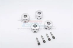 GPM Racing ADT1210-4-S | GPM Silver Aluminium 12mm Wheel Hex +10mm Adapters 4Pcs