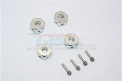 GPM Racing ADT127-4-S | GPM Silver Aluminium 12mm Wheel Hex +7mm Adapters 4Pcs
