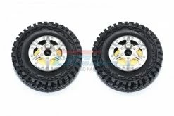 GPM Racing AW1906H-S | GPM 1.9" Crawler Tyres On Silver Aluminium 6 Spoke Rims W/ Brass Pendulum Weights - Complete Wheels 2Pcs