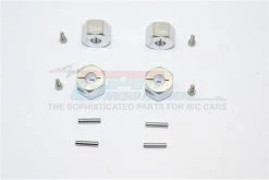 GPM Racing AX010-12X9MM-S | GPM Silver Aluminium SCX10 12x9mm Wheel Hexes 4Pcs