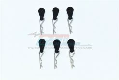 GPM Racing BCM003L-BK | GPM Black Body Clips For 1-5 TO 1-8 Models W/ Easy Pull Tabs 6Pcs