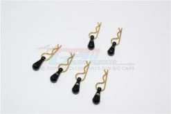 GPM Racing BCM003XS-BK | GPM Black Body Clips For 1-36 TO 1-16 Models W/ Easy Pull Tabs 6Pcs