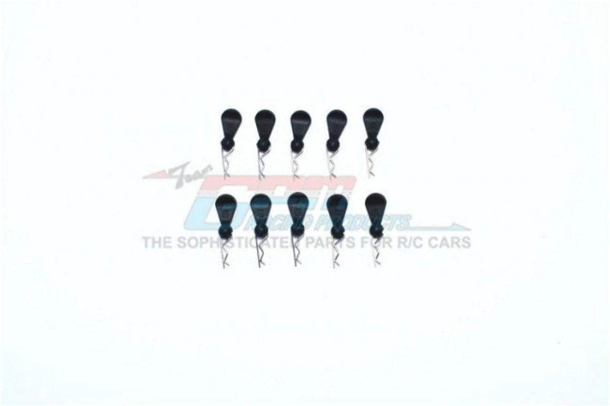 GPM Racing BCM007-BK | GPM 0.9mm 1/16 Silver Body Pins 10Pcs W/ Easy Pull