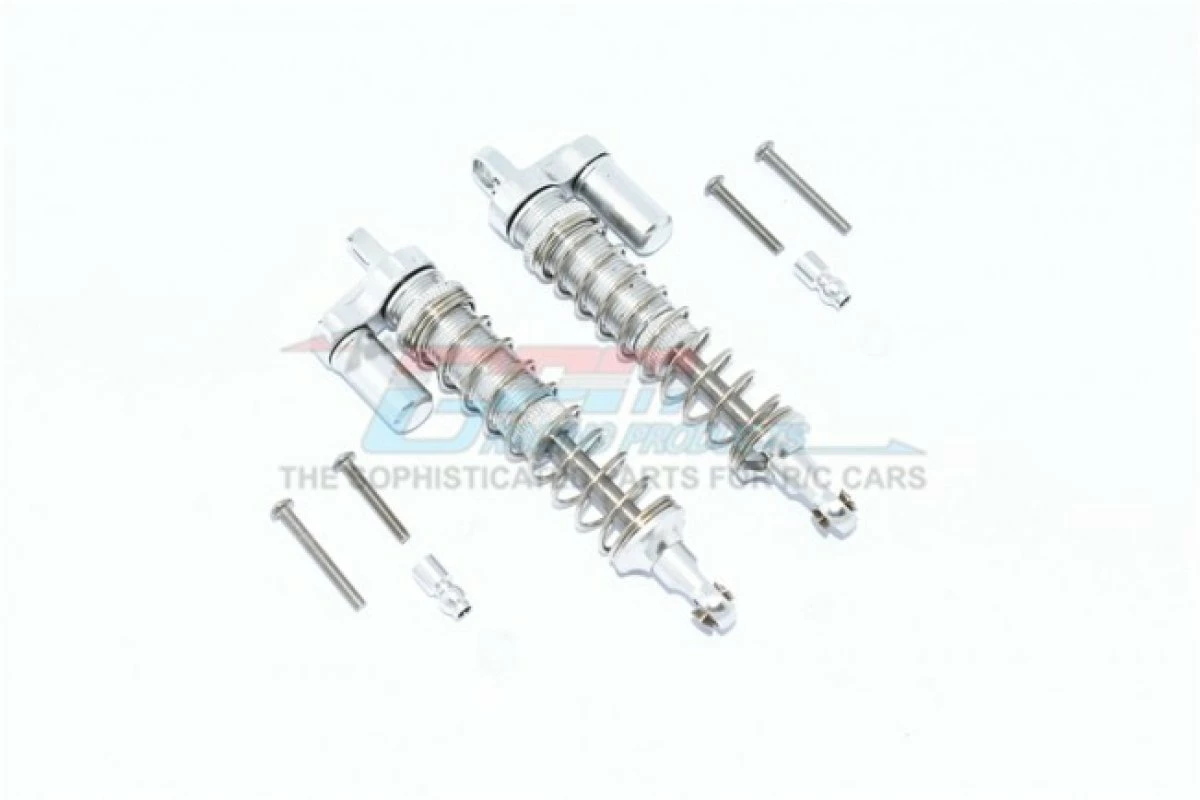 GPM Racing CP100F-R-L-GS | GPM Grey Silver Aluminium 100mm Adjustable Piggyback Shocks 2Pcs W/ Hardware