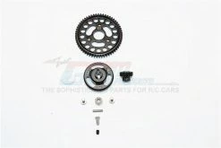 GPM Racing CRA155814T-BK | GPM Hardened Steel 58T Spur Gear & 14T Pinion W/ Black Aluminium Slipper Adapter
