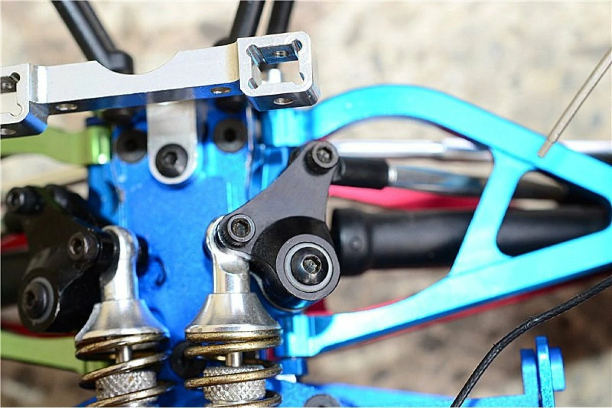 GPM Racing ERV027-BK | GPM Black Aluminium Traxxas Mini E-Revo Front And Rear Rocker Arm Set - Image 2