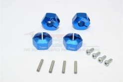 GPM Racing GT010-12X7MM-B | GPM Blue Aluminium 12mm Wheel Hex +7mm Adapters 2Pcs W/ Hardware
