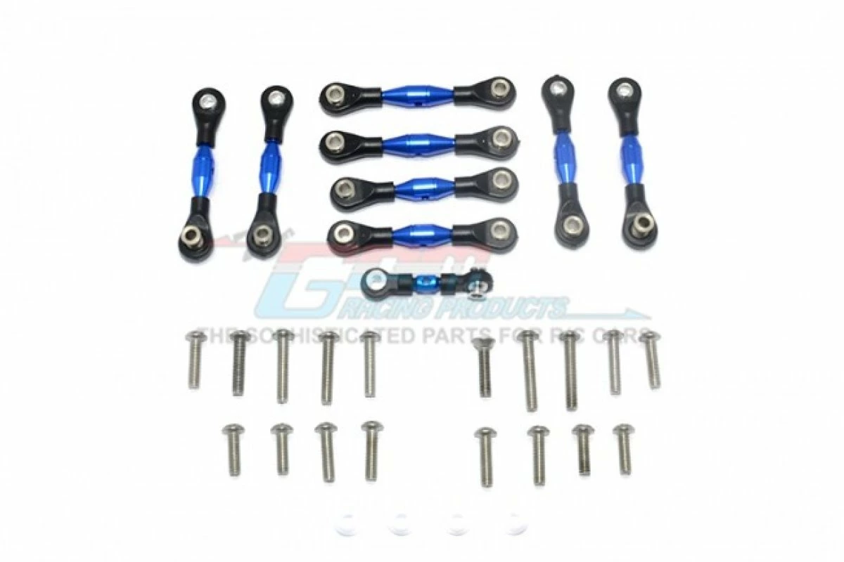 GPM Racing GT160-B-BEBK | GPM Blue Aluminium Adjustable Linkages 9Pcs W/ Hardware