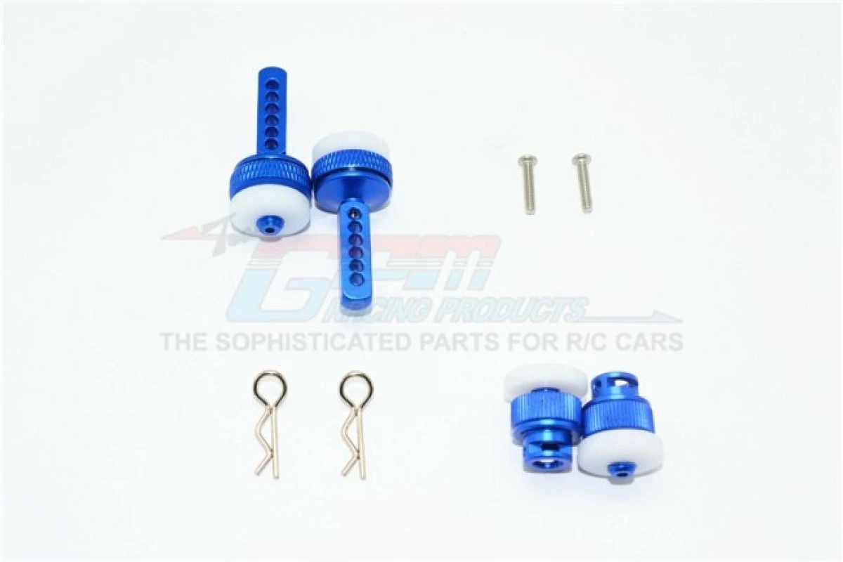 GPM Racing GT201FRA-B | GPM Blue Aluminium Front & Rear Magnetic Body Posts 4Pcs