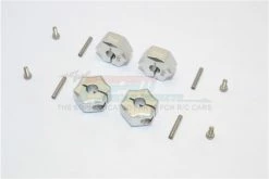 GPM Racing HEX1408-S | GPM Silver Aluminium 14mm Wheel Hex +8mm Adapters 4Pcs