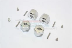 GPM Racing HEX1412-S | GPM Silver Aluminium 14mm Wheel Hex +12mm Adapters 4Pcs