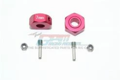 GPM Racing MAG010-7MM-R | GPM Red Aluminium ARRMA GRANITE 4x4 14mm Hex Adapters (7mm Thick) 2Pcs