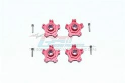 GPM Racing MAI010+6MM-2-R | GPM Red Aluminium ARRMA Limitless & Infraction Clawed Wheel Hexs 4Pcs W/ +6mm Off-Set & Grub Screws