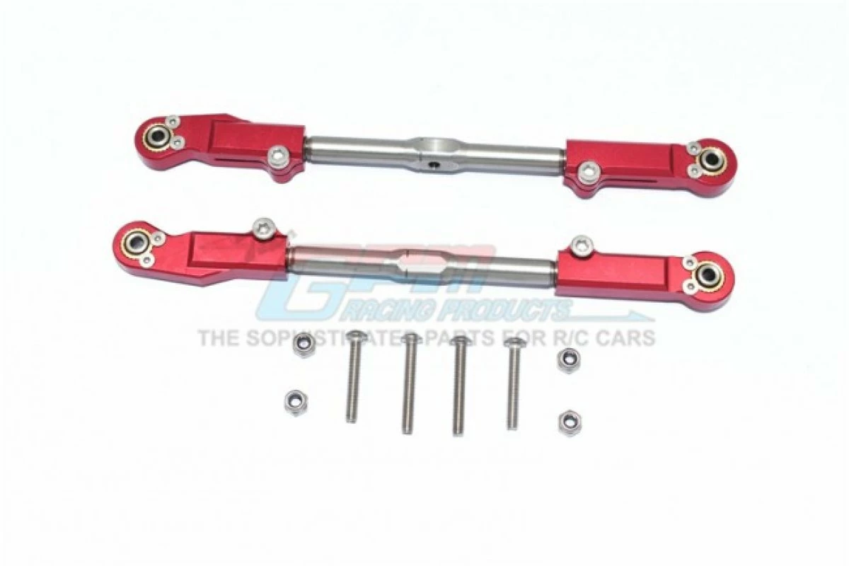 GPM Racing MAK057S-R | GPM Red Aluminium & Stainless Steel ARRMA Kraton, Talion & Outcast Adjustable Rear Upper Suspension Arm Set 2Pcs