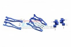 GPM Racing MAK545521-B | GPM Blue Aluminium Front Suspension Arms & Steering Hubs Set For ARRMA Kraton