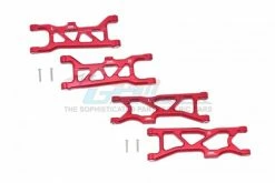 GPM Racing MAKS5556-R | GPM Red Aluminium Front & Rear Lower Suspension Arms 4Pcs W/ Hardware
