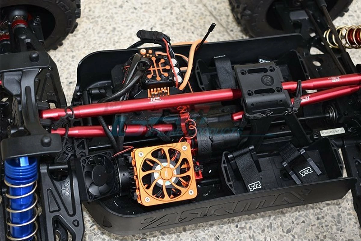 GPM Racing MAOX025-R | GPM Red Aluminium 1/5 Outcast 8S BLX Front & Rear Support Brace Bar Set - Image 3