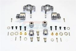 GPM Racing MJ019021-5D-GS | GPM 1/10 Grave Digger Silver Aluminium Front C-Hubs & Steering Hub Set