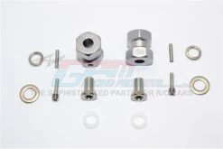 GPM Racing RR010-1215-GS | GPM Grey Silver Aluminium 12mm Wheel Hex +15mm Adaptors 2Pcs W/ Hardware