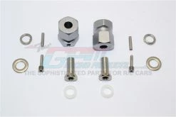 GPM Racing RR010-1217-GS | GPM Grey Silver Aluminium 12mm Wheel Hex +17mm Adapters 2Pcs W/ Hardware