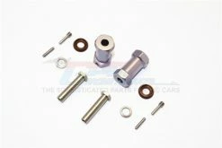 GPM Racing RR010-255-GS | GPM Grey Silver Aluminium 12mm Wheel Hex +25mm Adapters 2Pcs W/ Hardware