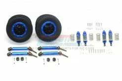 GPM Racing RUS488910SA-B | GPM Blue Aluminium Axles & Shocks W/ Blue Plastic Completed Wheels