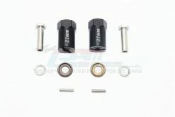 GPM Racing SCX010-21MM-BK | GPM Black Aluminium 12mm Wheel Hex +21mm Adaptors 2Pcs W/ Hardware