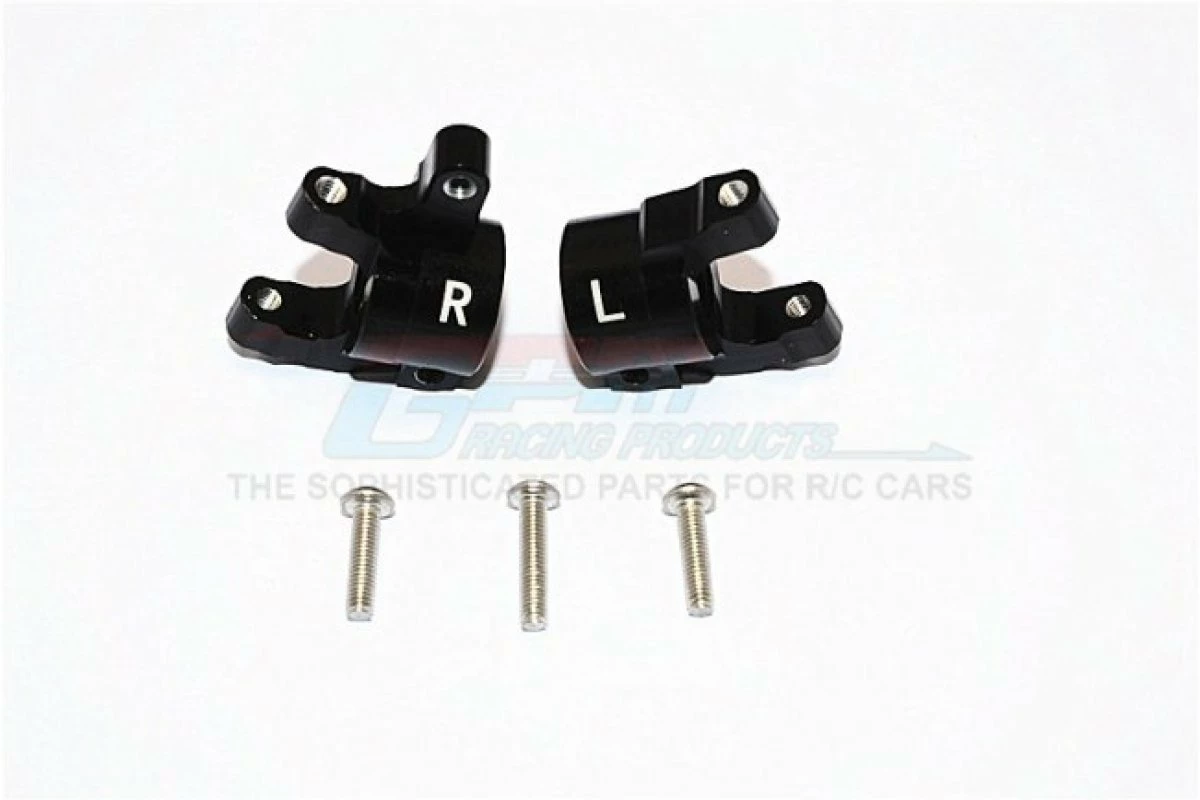 GPM Racing SCX2019-BK | GPM Black Aluminium Steering Hub Carriers (C-Hub) 2Pcs