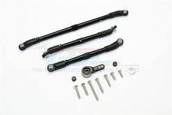 GPM Racing SCX2160M-BK | GPM Black Aluminium Hi-Torque 25T Servo Horn W/ Servo Saver & Adjustable Steering Linkages 4Pcs