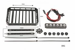 GPM Racing SCX24ZSP1-BK | GPM Black Metal Roof Luggage Rack Set W/ LEDs