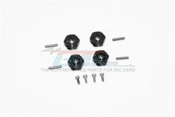 GPM Racing SCX2U010-BK | GPM Black Aluminium Front & Rear Hex Adapters 4Pcs W/ Hardware