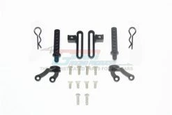 GPM Racing SCX2U201F-BK | GPM Black Aluminium Front Body Posts W/ Stabilisers
