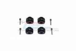 GPM Racing SCX3010-+3M-BK | GPM Black Aluminium SCX10 III & Capra 12mm Wheel Hex +3mm Adapters 4Pcs W/ Pin & Spacers