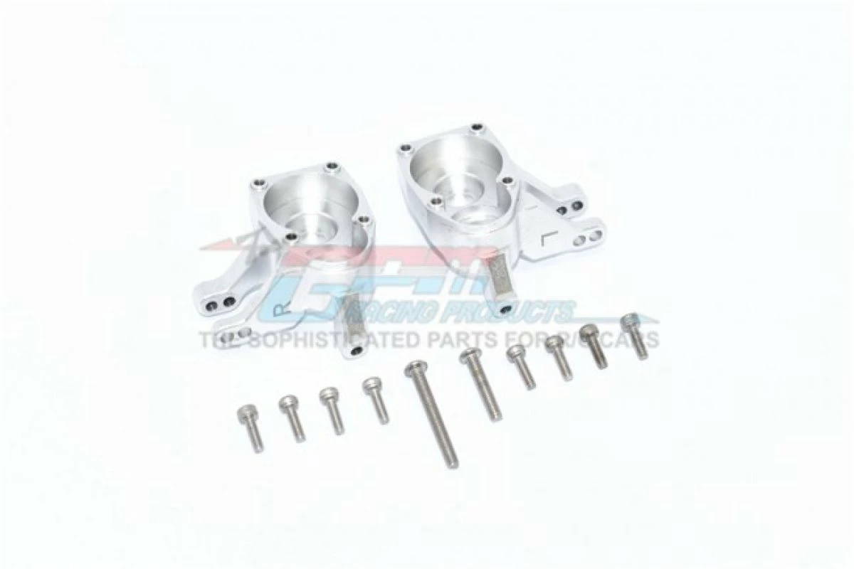 GPM Racing SCX3021B-S | GPM Silver Aluminium Inner Portal Axle Steering Hubs 2Pcs