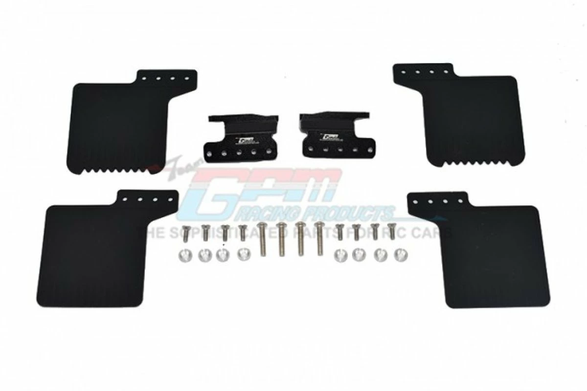 GPM Racing SCX3ZSP10F-BK | GPM Black Front Mud Flaps W/ Black Aluminium Mounts Set - Image 2