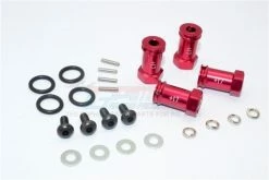 GPM Racing SLA010--17MM-R | GPM Red Aluminium +17mm Hex Adapters 4Pcs W/ Hardware