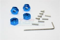 GPM Racing SLA010-6MM-B | GPM Blue Aluminium Traxxas Slash 4x4 12mm Hex 4Pcs W/ Axle Pins