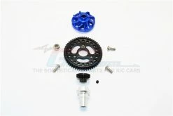 GPM Racing SLA155417TLG-B | GPM Hardened Steel 54T 32dp/0.8Mod Spur Gear & 17T Pinion W/ Blue Aluminium Slipper Adapter