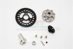 GPM Racing SLA155420TLG-GS | GPM Hardened Steel 54T 32dp/0.8Mod Spur Gear & 20T Pinion W/ Grey Aluminium Slipper Adapter