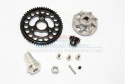 GPM Racing SLA155613TLG-GS | GPM Hardened Steel 56T 32dp/0.8Mod Spur Gear & 13T Pinion W/ Grey Aluminium Slipper Adapter