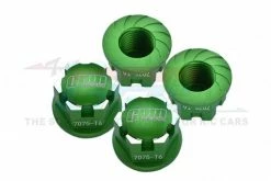 GPM Racing SLE005A-G | GPM Green Aluminium 17mm Serrated Wheel Nuts 4Pcs