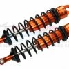 GPM Racing SLE143R-OR-BK | GPM Orange Aluminium Sledge 143mm Adjustable Rear Shocks 2Pcs W/ 6mm Shafts