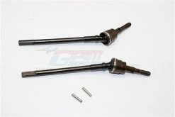 GPM Racing SSCX2274C-BK | GPM Black Hardened Steel Front Universal CVD Drive Shafts 2Pcs W/ Spring Steel Cup Joints