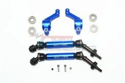 GPM Racing SSLA1277RH22-B | GPM Blue Aluminium Traxxas Slash 4x4 Rear Hubs & Universal Drive Shafts W/ Oversized 6x13x5 Bearings