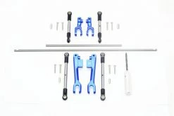 GPM Racing SUDR312FRS-B | GPM Stainless Steel Front & Rear Sway Bars W/ Steel Turnbuckles & Blue Aluminium Sway Bar Arms 11Pcs
