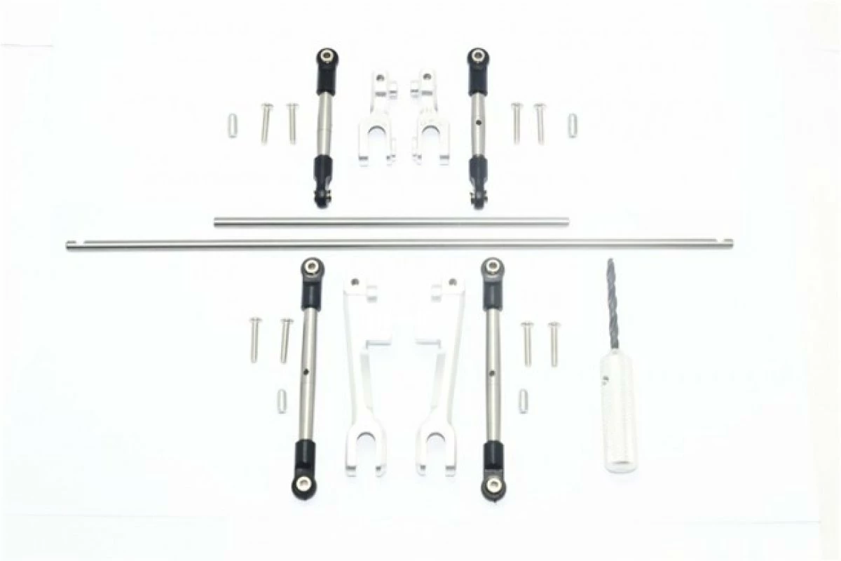 GPM Racing SUDR312FRS-S | GPM UDR Silver Aluminium Front & Rear Left & Right Complete Sway Bars & Sway Bar Arms W/ Stainless Steel Turnbuckles